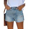 image:imageonlypuff Womens Jean Short Cut Off Denim Shorts High Waist Ripped Distressed Stretchy 06i Light Blue