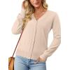 image:imageonlypuff Cardigan for Women Dressy Button Down Sweaters Work Cardigans Trendy Clothes Long Sleeve Knit S2XL01 Apricot