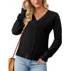 image:imageonlypuff Cardigan for Women Dressy Button Down Sweaters Work Cardigans Trendy Clothes Long Sleeve Knit S2XL01 Black