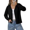 image:imageonlypuff Cardigan for Women Dressy Button Down Sweaters Work Cardigans Trendy Clothes Long Sleeve Knit S2XL01 Black