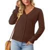 image:imageonlypuff Cardigan for Women Dressy Button Down Sweaters Work Cardigans Trendy Clothes Long Sleeve Knit S2XL01 Coffee