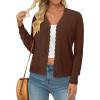 image:imageonlypuff Cardigan for Women Dressy Button Down Sweaters Work Cardigans Trendy Clothes Long Sleeve Knit S2XL01 Coffee