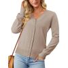 image:imageonlypuff Cardigan for Women Dressy Button Down Sweaters Work Cardigans Trendy Clothes Long Sleeve Knit S2XL01 Khaki