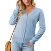 image:imageonlypuff Cardigan for Women Dressy Button Down Sweaters Work Cardigans Trendy Clothes Long Sleeve Knit S2XL01 Light Blue
