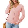image:imageonlypuff Cardigan for Women Dressy Button Down Sweaters Work Cardigans Trendy Clothes Long Sleeve Knit S2XL01 Light Pink