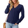 image:imageonlypuff Cardigan for Women Dressy Button Down Sweaters Work Cardigans Trendy Clothes Long Sleeve Knit S2XL01 Navy Blue