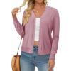 image:imageonlypuff Cardigan for Women Dressy Button Down Sweaters Work Cardigans Trendy Clothes Long Sleeve Knit S2XL01 Pink Purple