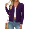 image:imageonlypuff Cardigan for Women Dressy Button Down Sweaters Work Cardigans Trendy Clothes Long Sleeve Knit S2XL01 Purple