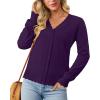 image:imageonlypuff Cardigan for Women Dressy Button Down Sweaters Work Cardigans Trendy Clothes Long Sleeve Knit S2XL01 Purple
