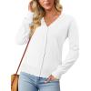 image:imageonlypuff Cardigan for Women Dressy Button Down Sweaters Work Cardigans Trendy Clothes Long Sleeve Knit S2XL01 White