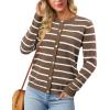 image:imageonlypuff Cardigan for Women Dressy Button Down Sweaters Work Cardigans Trendy Clothes Long Sleeve Knit S2XL02 Coffee White