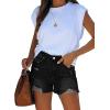 image:imageonlypuff Womens Jean Short Cut Off Denim Shorts High Waist Ripped Distressed Stretchy 01black