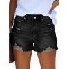 image:imageonlypuff Womens Jean Short Cut Off Denim Shorts High Waist Ripped Distressed Stretchy 01black