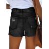 image:imageonlypuff Womens Jean Short Cut Off Denim Shorts High Waist Ripped Distressed Stretchy 01black