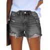 image:imageonlypuff Womens Jean Short Cut Off Denim Shorts High Waist Ripped Distressed Stretchy 01grey