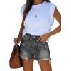 image:imageonlypuff Womens Jean Short Cut Off Denim Shorts High Waist Ripped Distressed Stretchy 01grey