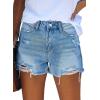 image:imageonlypuff Womens Jean Short Cut Off Denim Shorts High Waist Ripped Distressed Stretchy 01light Blue