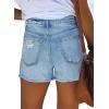 image:imageonlypuff Womens Jean Short Cut Off Denim Shorts High Waist Ripped Distressed Stretchy 01light Blue
