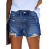 image:imageonlypuff Womens Jean Short Cut Off Denim Shorts High Waist Ripped Distressed Stretchy 01navy