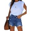 image:imageonlypuff Womens Jean Short Cut Off Denim Shorts High Waist Ripped Distressed Stretchy 01navy