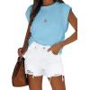 image:imageonlypuff Womens Jean Short Cut Off Denim Shorts High Waist Ripped Distressed Stretchy 01white