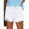 image:imageonlypuff Womens Jean Short Cut Off Denim Shorts High Waist Ripped Distressed Stretchy 01white