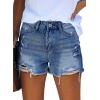 image:imageonlypuff Womens Jean Short Cut Off Denim Shorts High Waist Ripped Distressed Stretchy 03light Blue