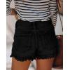 image:imageonlypuff Womens Jean Short Cut Off Denim Shorts High Waist Ripped Distressed Stretchy 04black