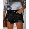 image:imageonlypuff Womens Jean Short Cut Off Denim Shorts High Waist Ripped Distressed Stretchy 04black
