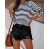 image:imageonlypuff Womens Jean Short Cut Off Denim Shorts High Waist Ripped Distressed Stretchy 04black