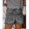 image:imageonlypuff Womens Jean Short Cut Off Denim Shorts High Waist Ripped Distressed Stretchy 04grey