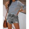 image:imageonlypuff Womens Jean Short Cut Off Denim Shorts High Waist Ripped Distressed Stretchy 04grey