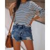 image:imageonlypuff Womens Jean Short Cut Off Denim Shorts High Waist Ripped Distressed Stretchy 04navy Blue