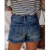 image:imageonlypuff Womens Jean Short Cut Off Denim Shorts High Waist Ripped Distressed Stretchy 04navy Blue