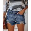 image:imageonlypuff Womens Jean Short Cut Off Denim Shorts High Waist Ripped Distressed Stretchy 04navy Blue