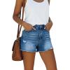 image:imageonlypuff Womens Jean Short Cut Off Denim Shorts High Waist Ripped Distressed Stretchy 05c Blue
