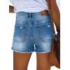 image:imageonlypuff Womens Jean Short Cut Off Denim Shorts High Waist Ripped Distressed Stretchy 05c Blue