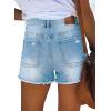 image:imageonlypuff Womens Jean Short Cut Off Denim Shorts High Waist Ripped Distressed Stretchy 05c Light Blue