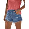 image:imageonlypuff Womens Jean Short Cut Off Denim Shorts High Waist Ripped Distressed Stretchy 05dark Blue