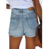 image:imageonlypuff Womens Jean Short Cut Off Denim Shorts High Waist Ripped Distressed Stretchy 06i Light Blue