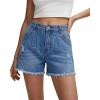 image:imageonlypuff Womens Jean Short Cut Off Denim Shorts High Waist Ripped Distressed Stretchy 06k Blue