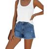 image:imageonlypuff Womens Jean Short Cut Off Denim Shorts High Waist Ripped Distressed Stretchy 06k Blue