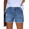 image:imageonlypuff Womens Jean Short Cut Off Denim Shorts High Waist Ripped Distressed Stretchy 06k Blue