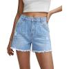 image:imageonlypuff Womens Jean Short Cut Off Denim Shorts High Waist Ripped Distressed Stretchy 06k Light Blue