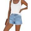 image:imageonlypuff Womens Jean Short Cut Off Denim Shorts High Waist Ripped Distressed Stretchy 06k Light Blue