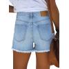 image:imageonlypuff Womens Jean Short Cut Off Denim Shorts High Waist Ripped Distressed Stretchy 06k Light Blue