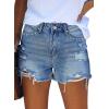 image:imageonlypuff Womens Jean Short Cut Off Denim Shorts High Waist Ripped Distressed Stretchy 06light Blue