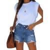 image:imageonlypuff Womens Jean Short Cut Off Denim Shorts High Waist Ripped Distressed Stretchy 06navy