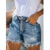 image:imageonlypuff Womens Jean Short Cut Off Denim Shorts High Waist Ripped Distressed Stretchy 08blue