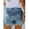 image:imageonlypuff Womens Jean Short Cut Off Denim Shorts High Waist Ripped Distressed Stretchy 08blue